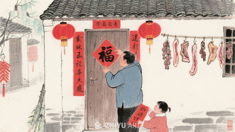 春节贴福字，祖孙共迎新 127