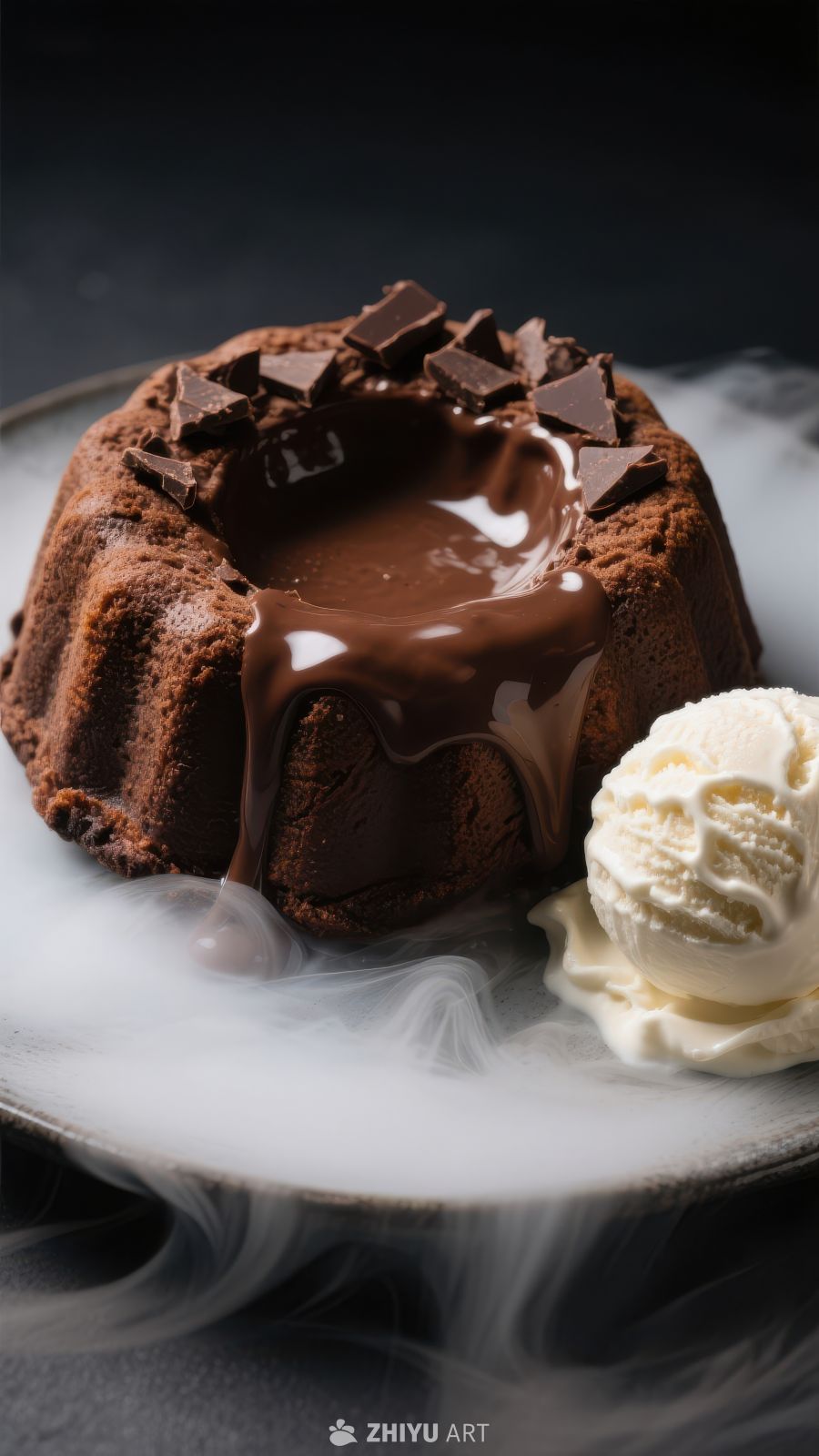 巧克力熔岩蛋糕配冰淇淋
