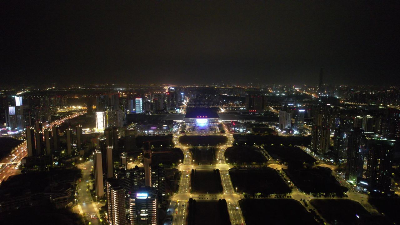 成都东站夜景灯光航拍