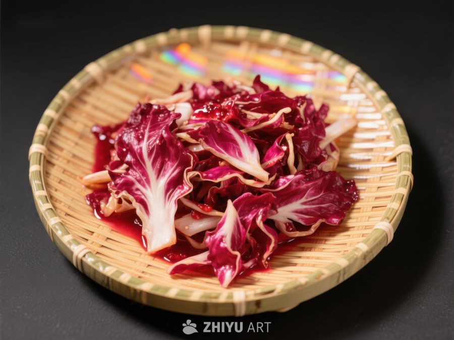竹盘上的红色生菜 1825
