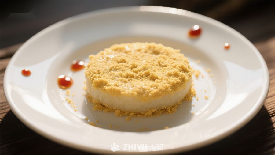 精致甜点：面包屑装饰的圆形糕点