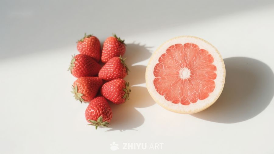 草莓与葡萄柚的清新组合