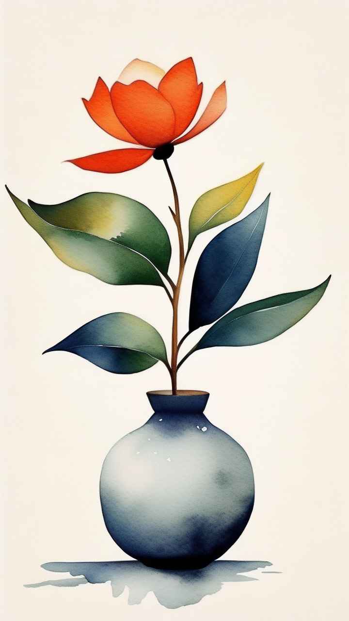 极简主义元素花朵和树枝插画