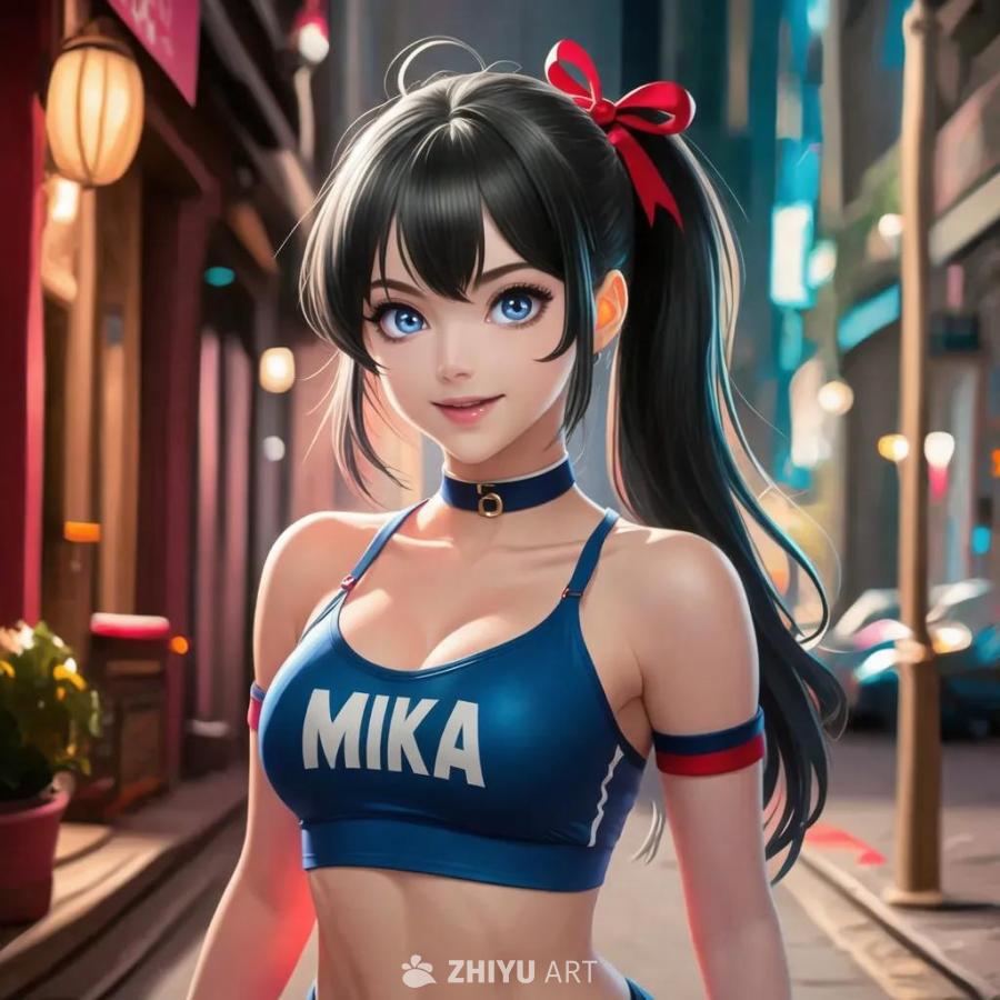 一位身高约172厘米的女性，留着黑色长直发，扎着红