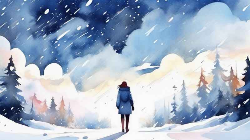 冬季背景图插画雪山雪景 12