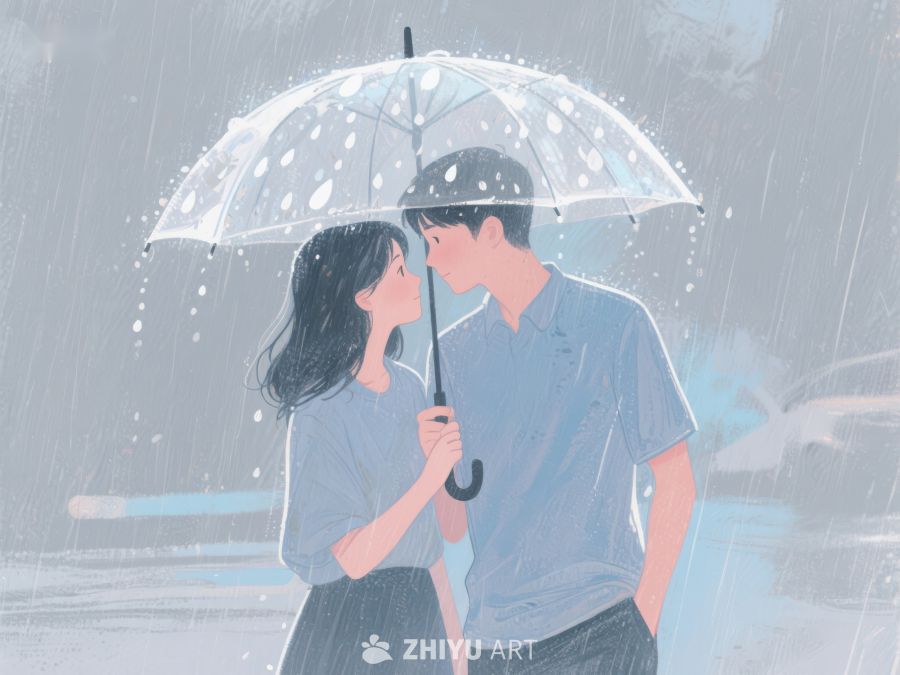 雨中情侣共撑伞 1157