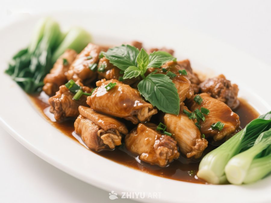 美味鸡翅配青菜与香草 556