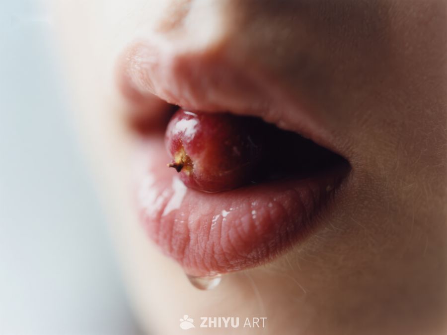樱桃入口，唇边水滴 751