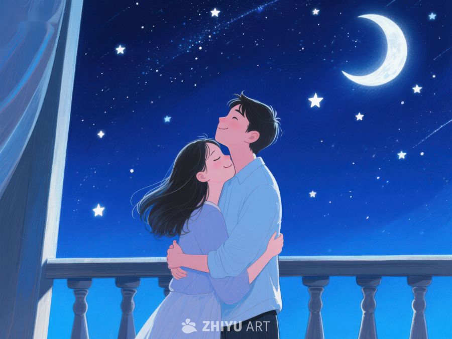 夜空下情侣相拥 983