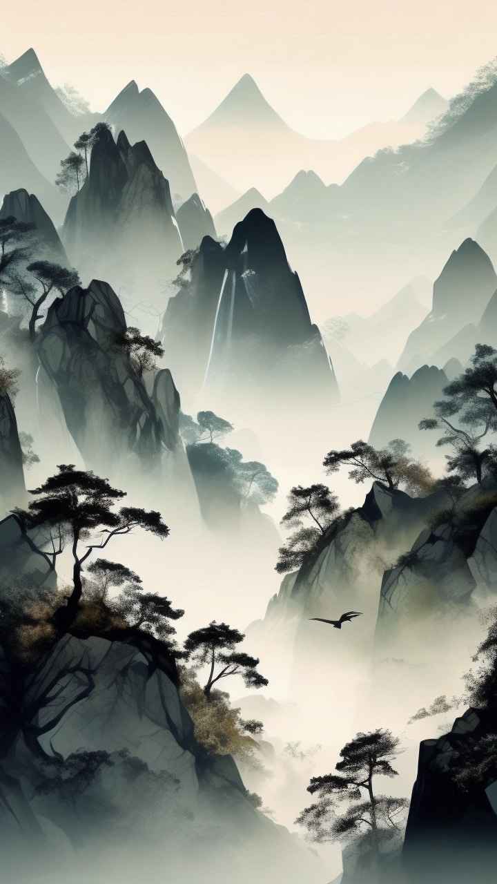 国风山水画背景插画 49