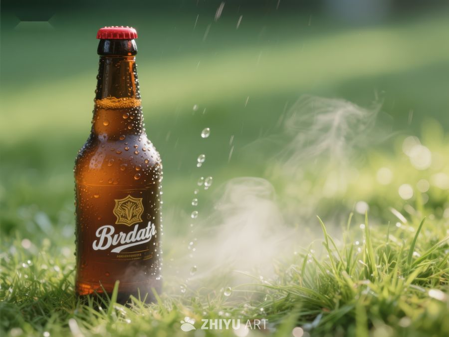 草地上滴水的啤酒瓶 26