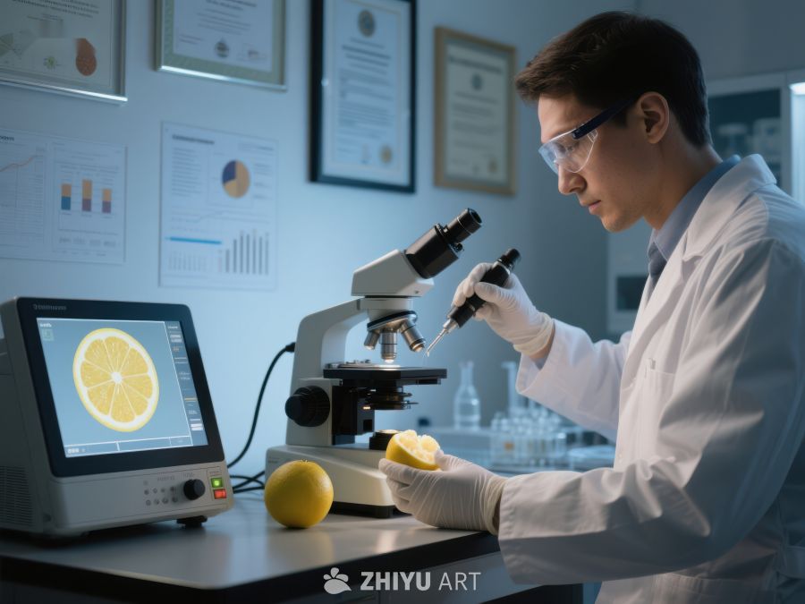 科学家在实验室分析柠檬样本 237