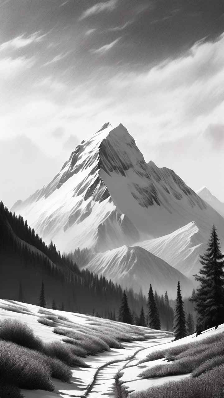 冬季背景图插画雪山雪景 101