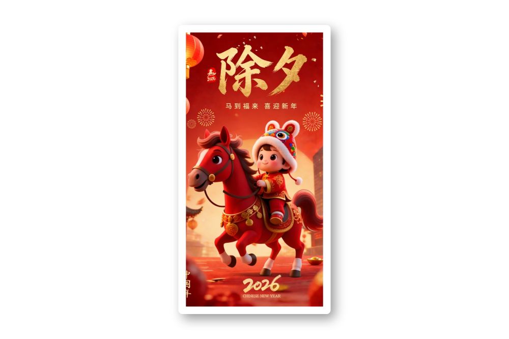 卡通新年喜庆插画海报素材马年2026新春海报模板
