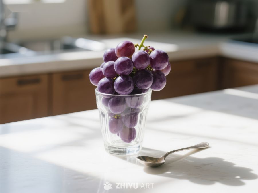 透明玻璃杯中的紫色葡萄 400