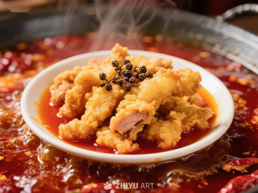 麻辣烫中的酥肉特写 410