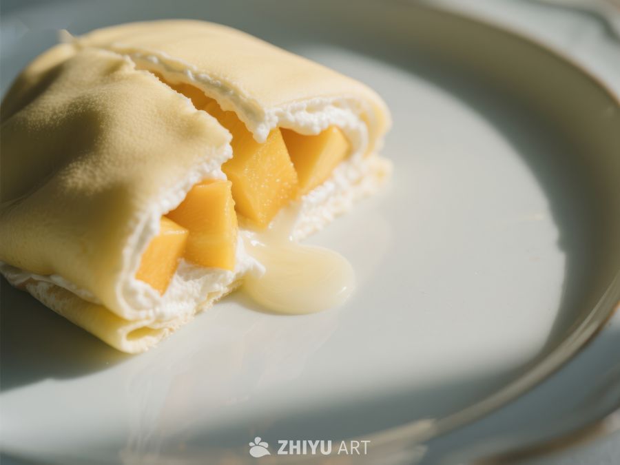 芒果奶油卷饼，清新美味