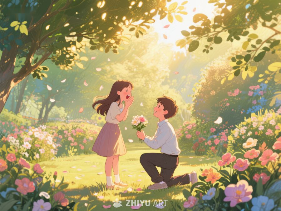 花园中浪漫的求婚瞬间 363