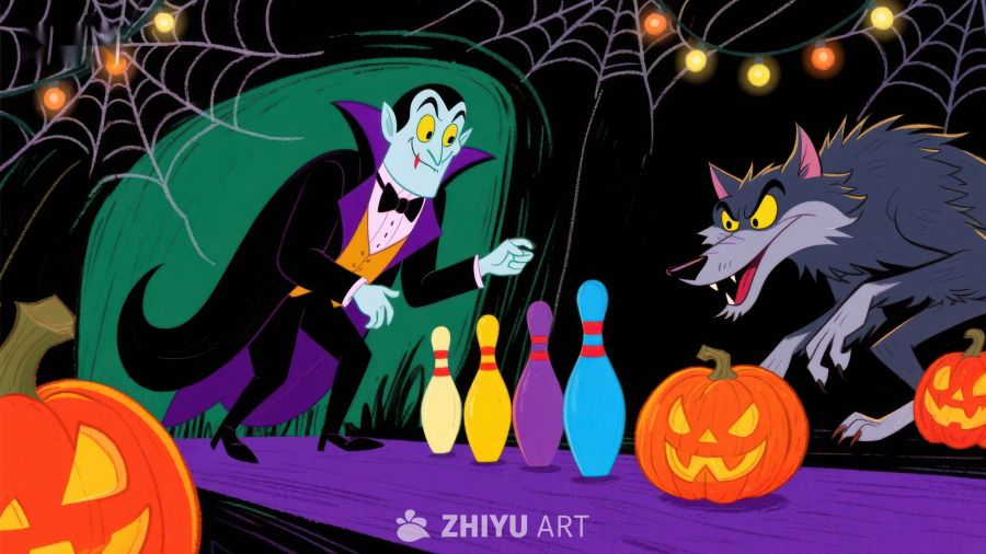 万圣节夜的保龄球对决