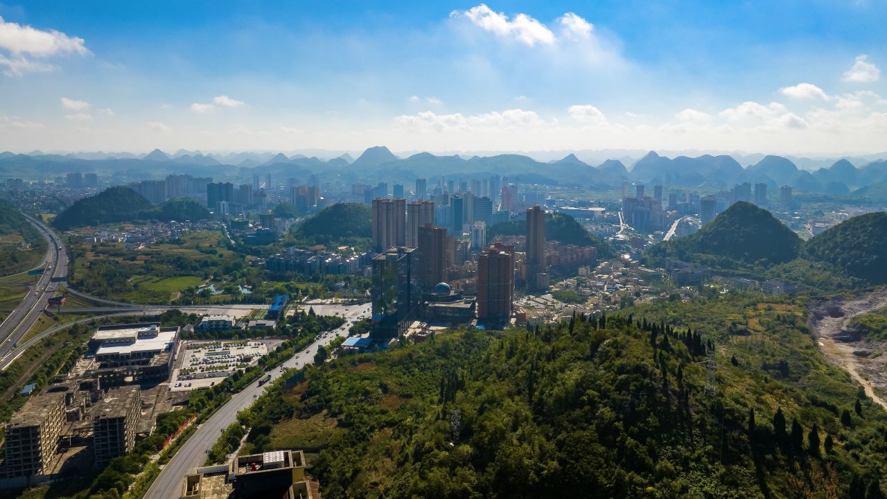 贵州安顺平坝城市风光航拍延时 1