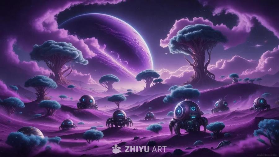 紫色星球上，有着由探测器进化而来的半机械半生物生物