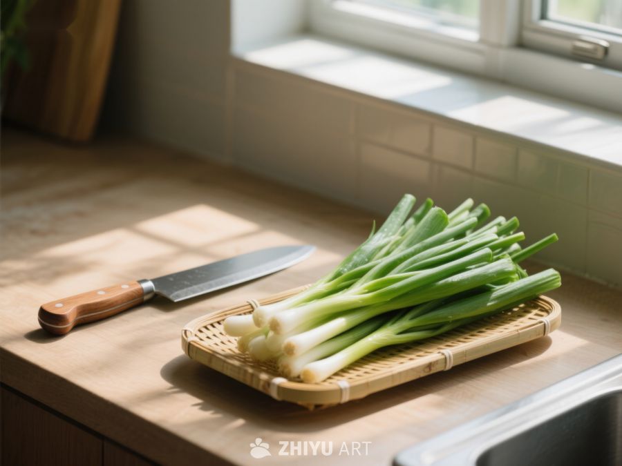 厨房窗边的葱与刀具 46
