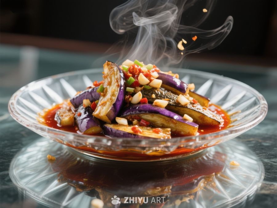热腾腾的茄子菜肴，香气四溢 839