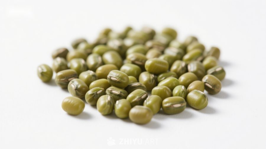新鲜绿豆堆叠特写