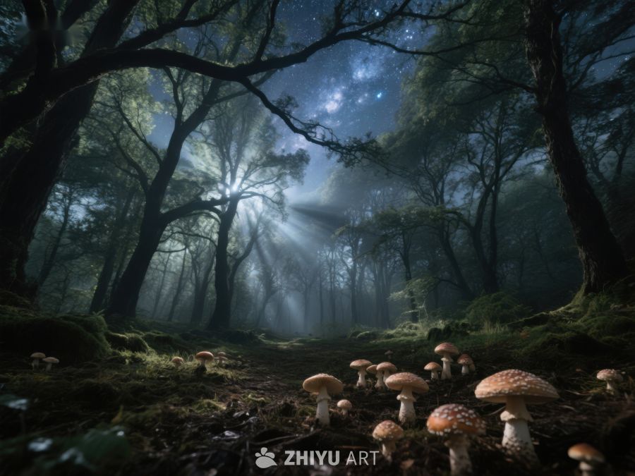 神秘森林中的蘑菇与星光 139