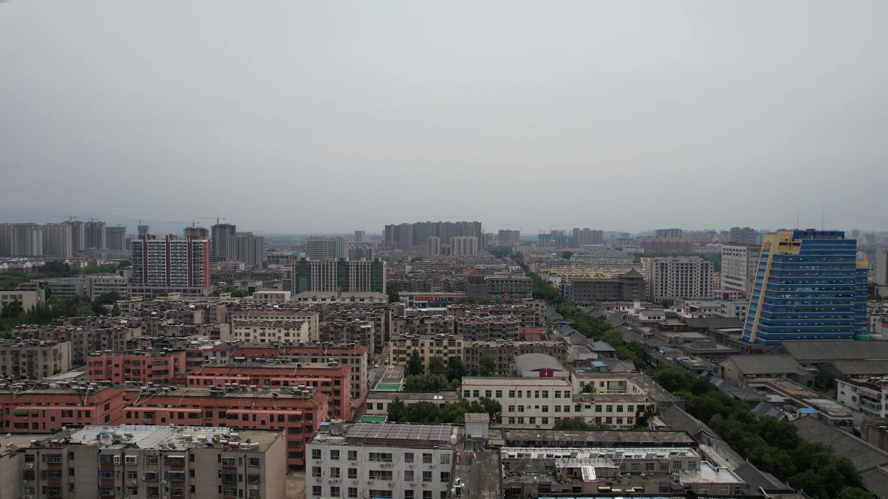 山东泰安城市风光航拍 