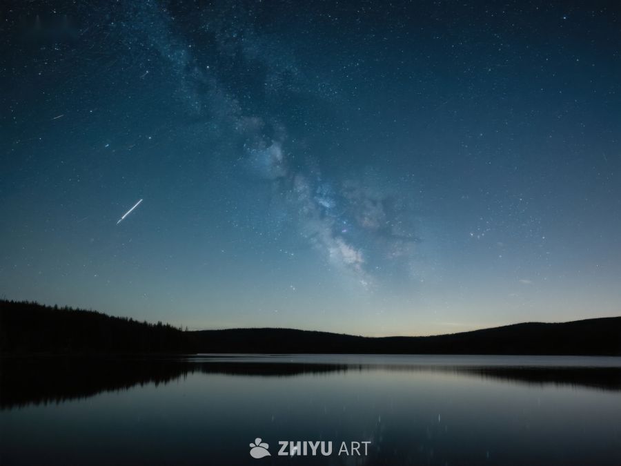 夜空银河倒映湖面 408