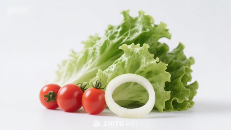 新鲜蔬菜与洋葱圈摆拍