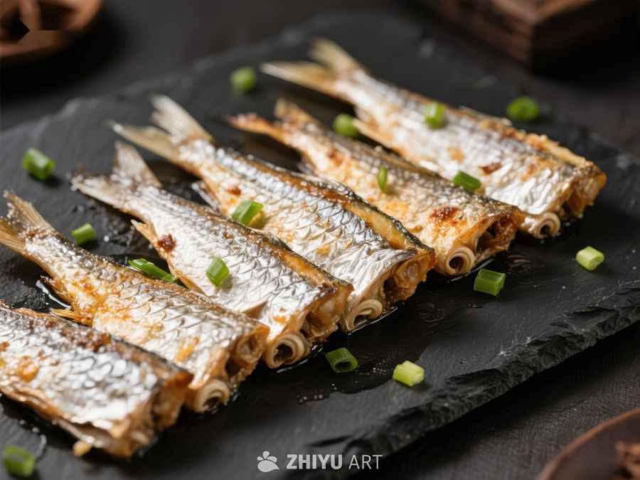 香煎小鱼配葱花 1021