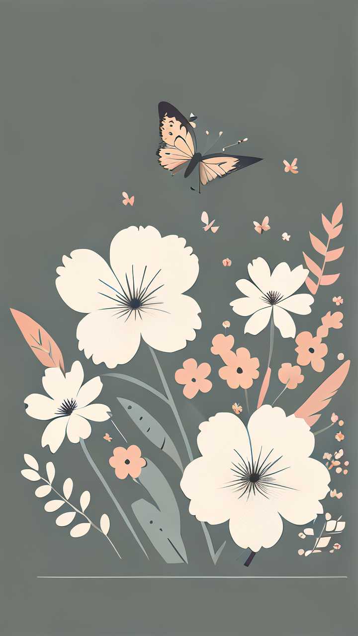 蝴蝶小花插画