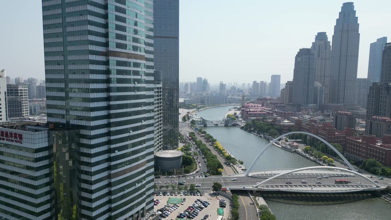 天津城市建设海河风光航拍
