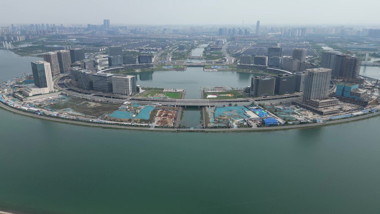河南郑州龙湖风光航拍
