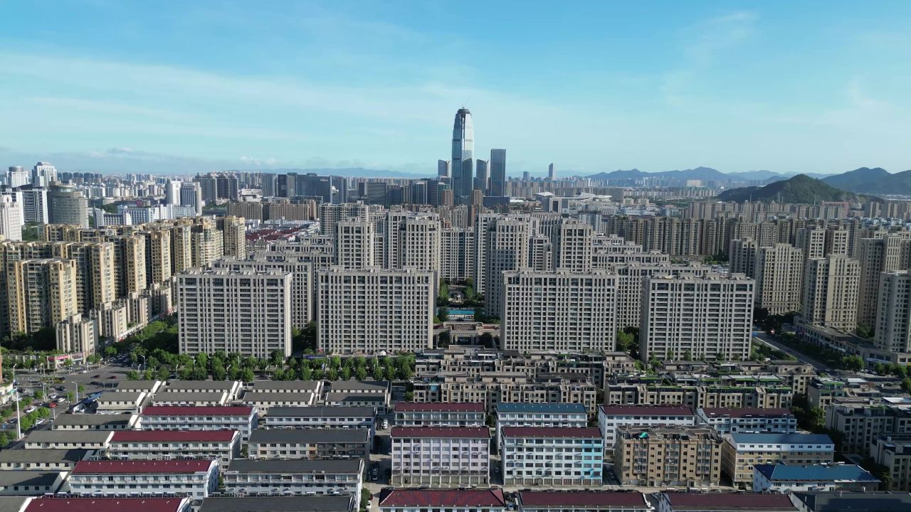 航拍浙江台州城市建设台州风光 