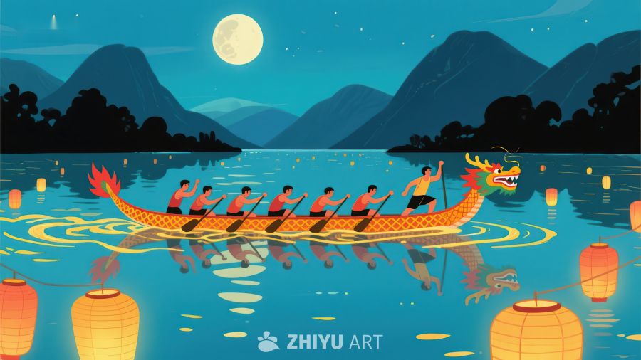 月夜龙舟竞渡 447