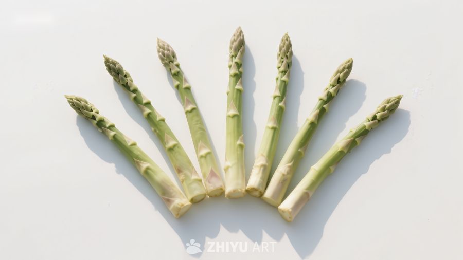 新鲜绿色芦笋排列展示