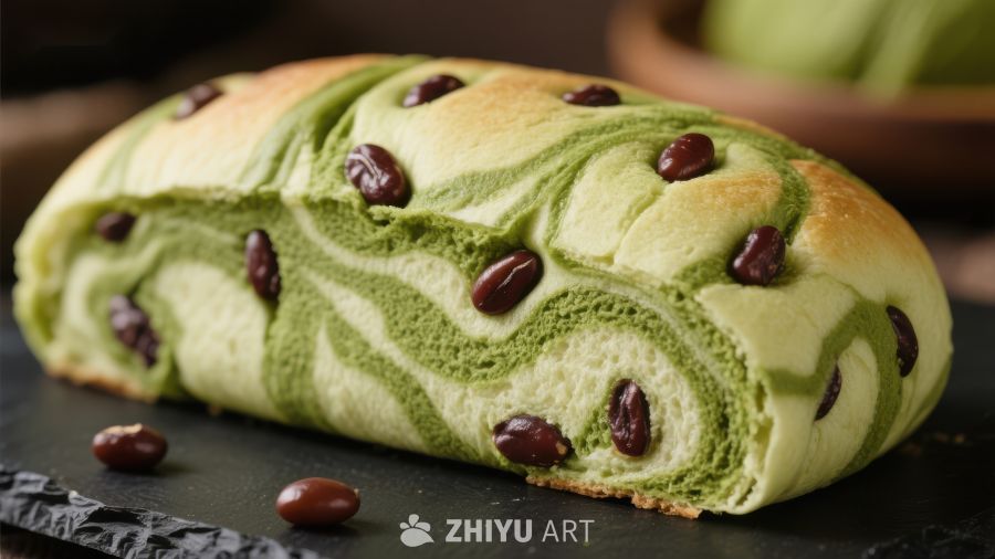 抹茶红豆面包，层次分明的美味
