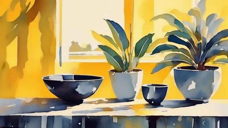 植物抽象黄色静态插画 49