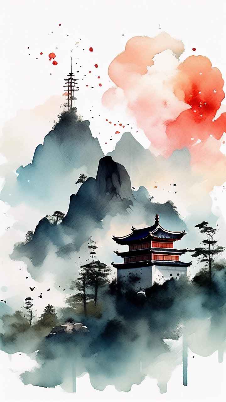 国潮山水画插画背景 39