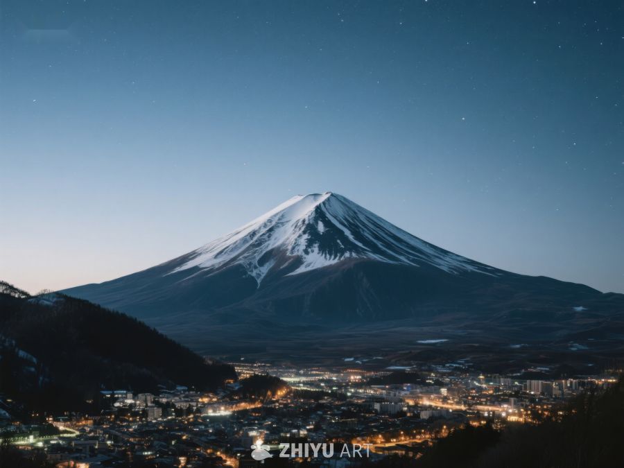 夜幕下的雪山与灯火小镇 511