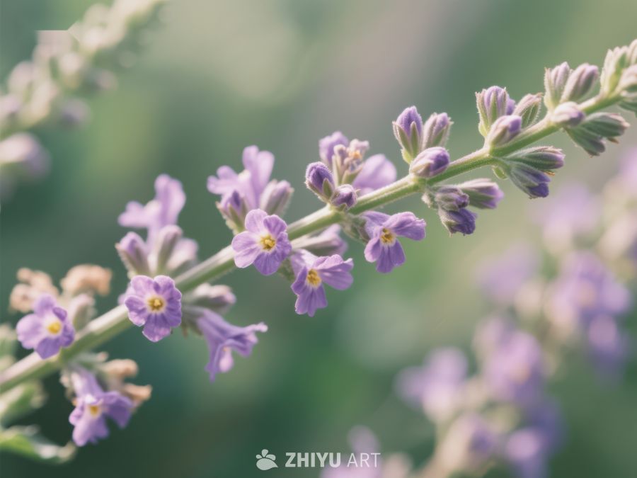紫色小花簇的特写 737