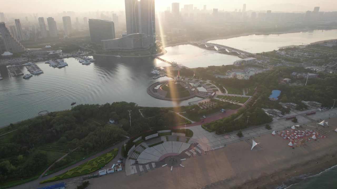 山东日照城市风光航拍 
