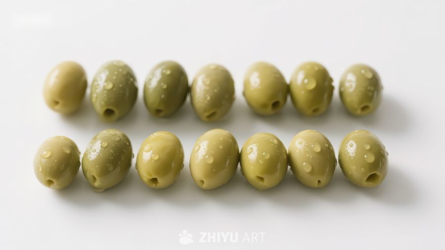 排列整齐的青橄榄