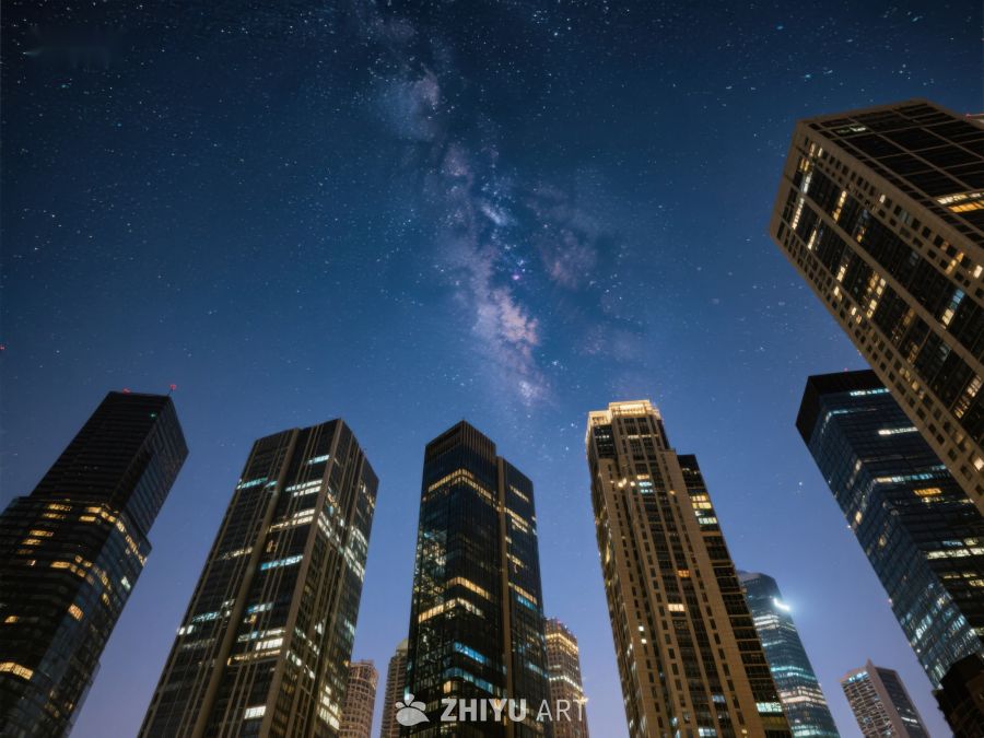 城市夜景与银河 10