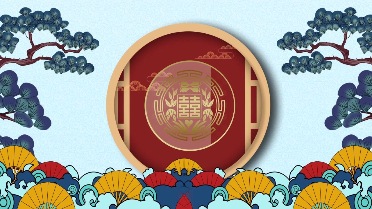 古风背景视频 中国风 意境春天 桃花 水墨 44
