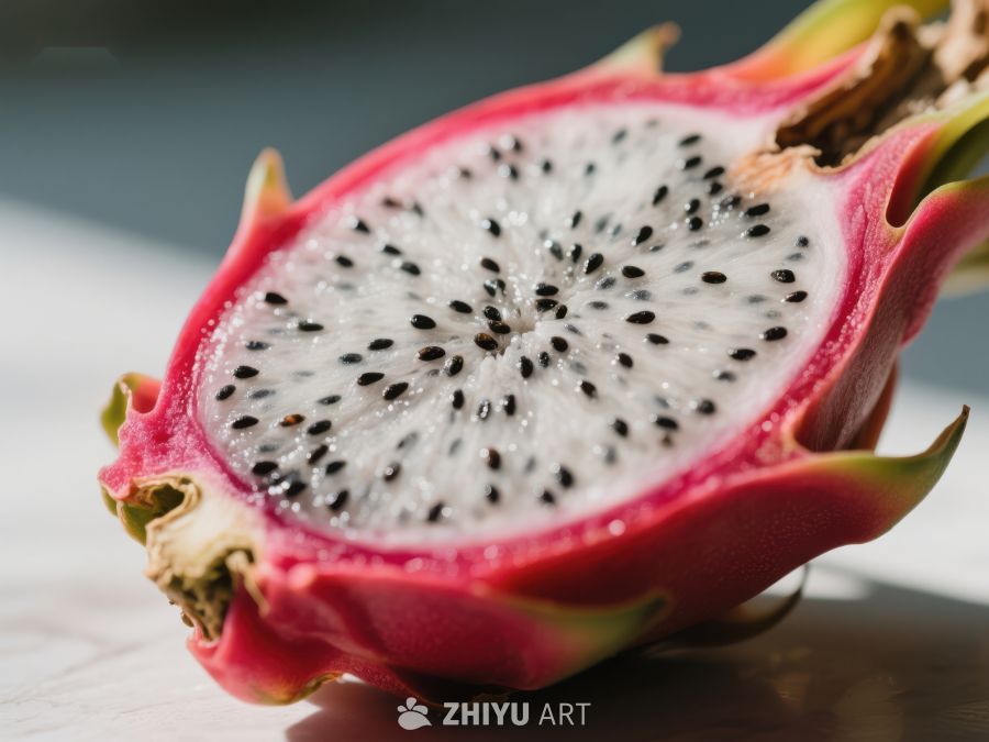 切开的火龙果展示鲜艳色彩 361