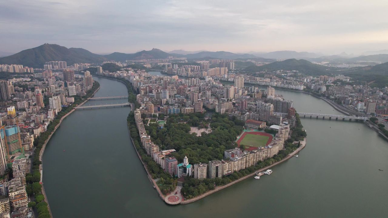 广东韶关城市风光航拍 